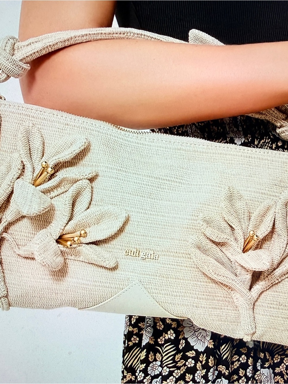 Cult Gaia Natural Hera Mini Shoulder Bag NWT 3D Flowers